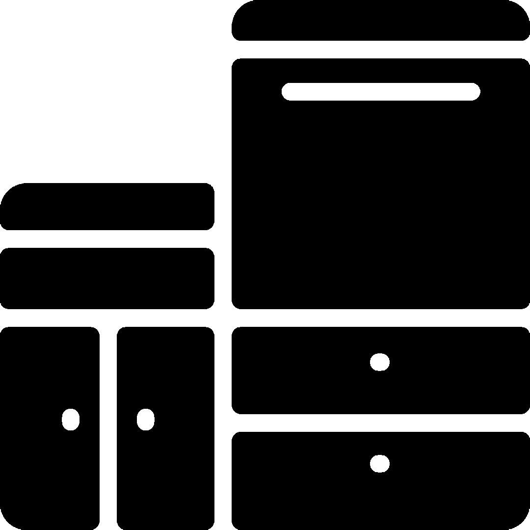 Black silhouette of a bathroom vanity with mirror and drawers.